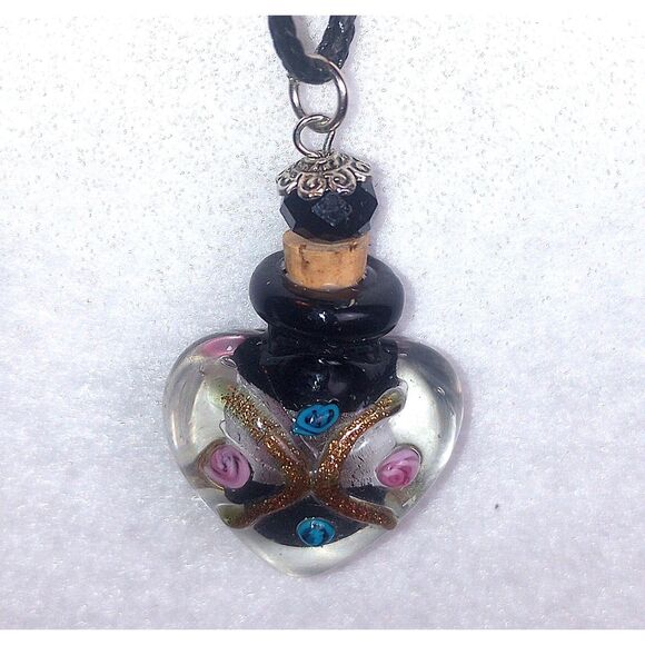 Heart Shaped Glass Potion Bottle Necklace - Picture 3 of 9